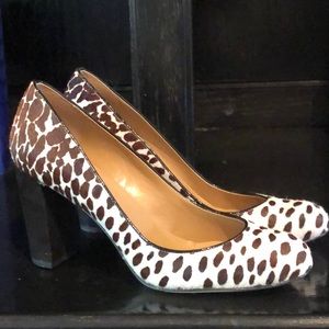 NWOB Ann Taylor Calf Hair Black and White Chunky Heel Shoe